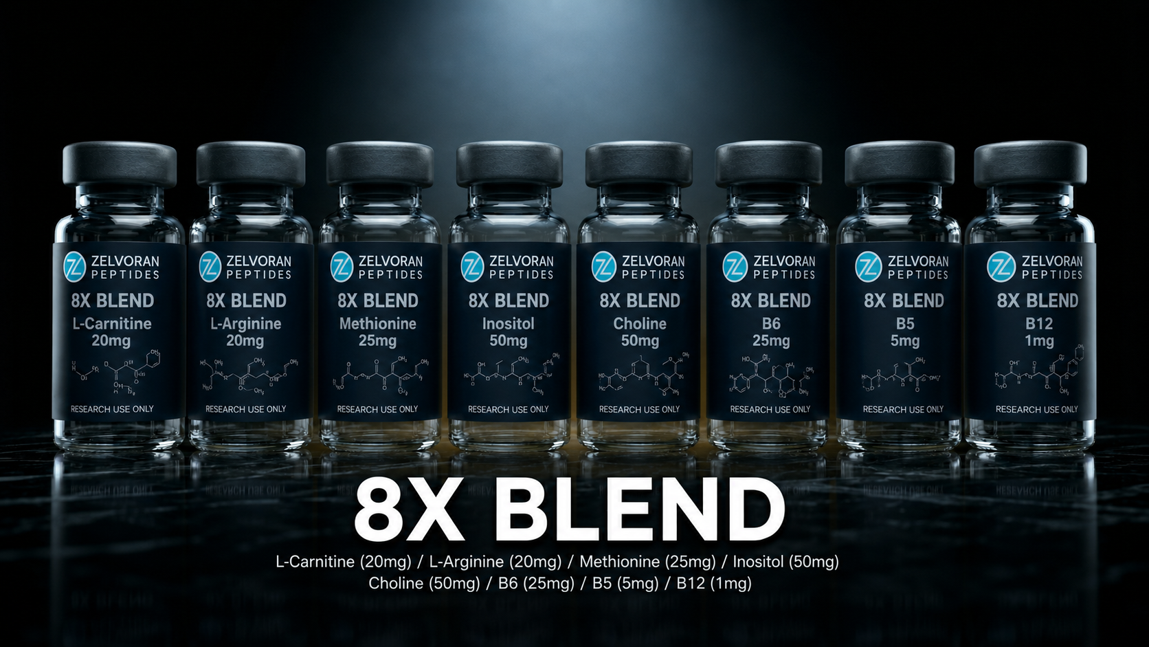 8X Blend L-Carnitine / L-Arginine / Methionine / Inositol / Choline / B6 / B5 / B12